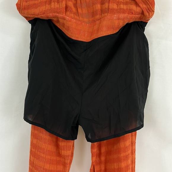 Unknown Designer? Orange Striped Jumpsuit Choker Neck Deep V Flared Legs… - Picture 11 of 11